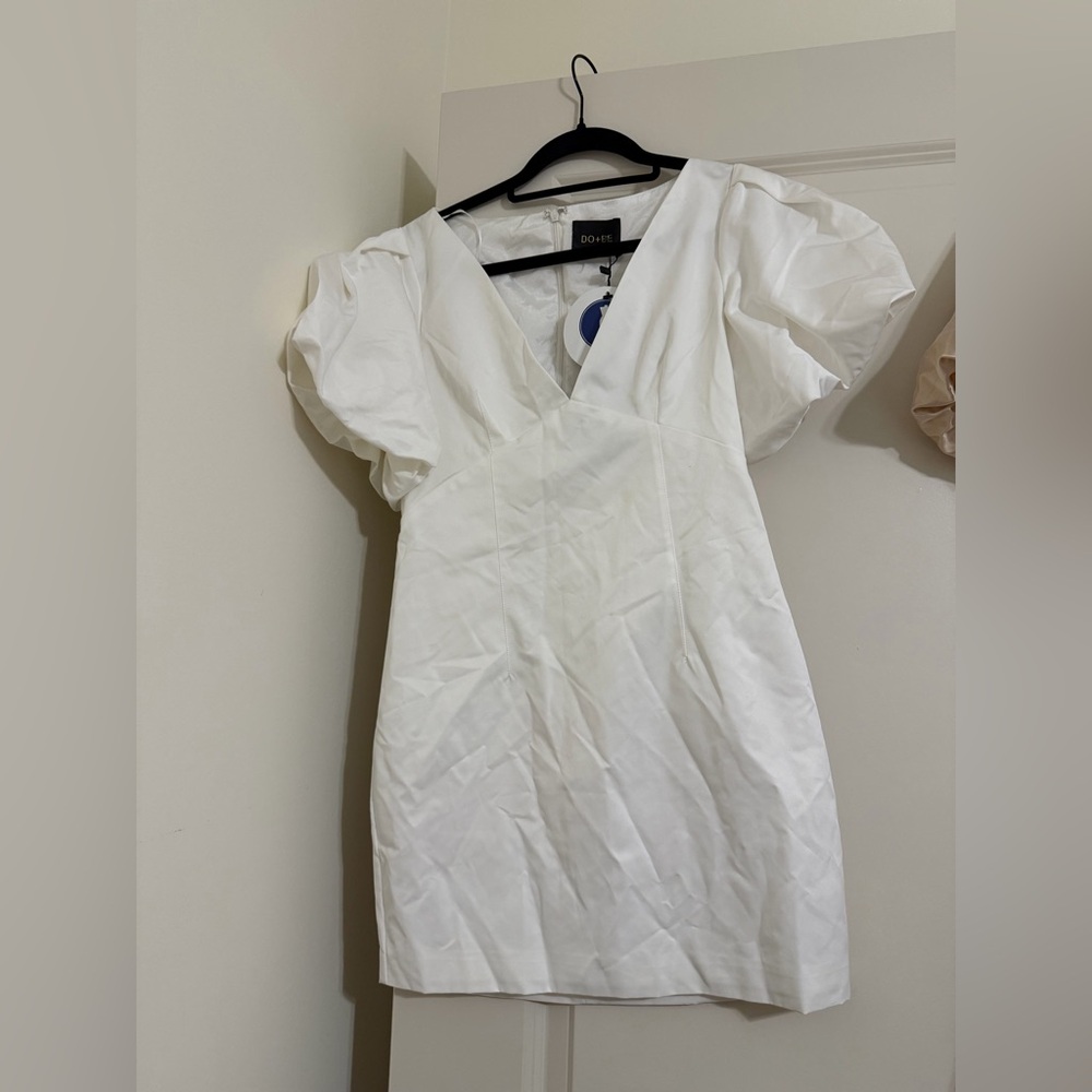 DO+BE White Puff Sleeve Mini Dress